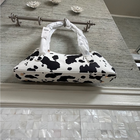NWT new Anthropologie melie bianco east west shoulder bag cow print black white - Picture 9 of 15